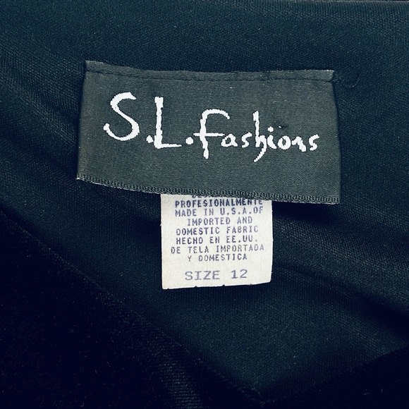 S.L. Fashions Womens Dress 12 Beaded Midi Black Velvet V Neck Cap Sleeve Stretch - Picture 5 of 13